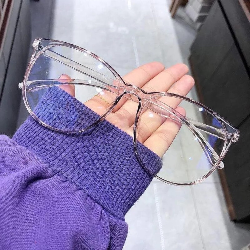 Glass frames optical transparent blue light blocking glasses computer round - Picture 3 of 16
